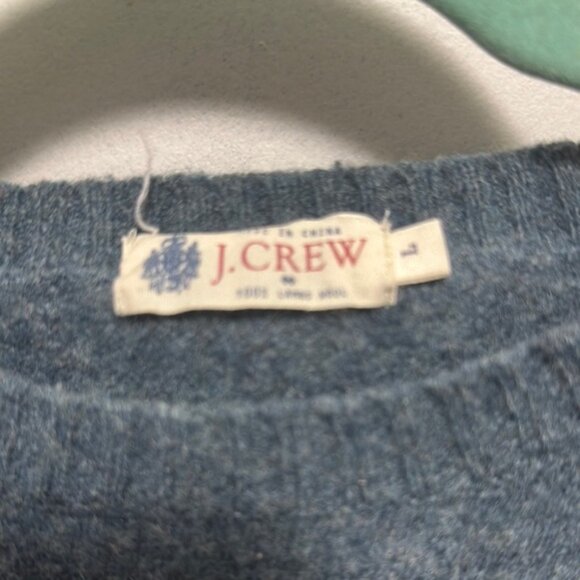 J. Crew Blue Crew Neck Sweater 100% lambs wool women’s large - Picture 2 of 8